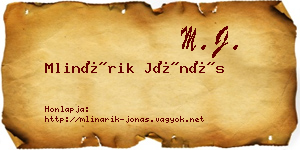 Mlinárik Jónás névjegykártya